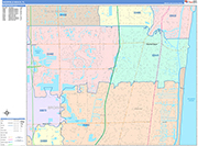 Deerfield Beach  Wall Map Color Cast Style